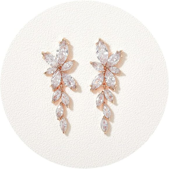 Marquise Cubic Zirconia Bridal Earrings Elegant Wedding Earrings for Brides Bri